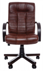 Кресло офисное с низкой спинкой Атлант Экстра кожа коричневая