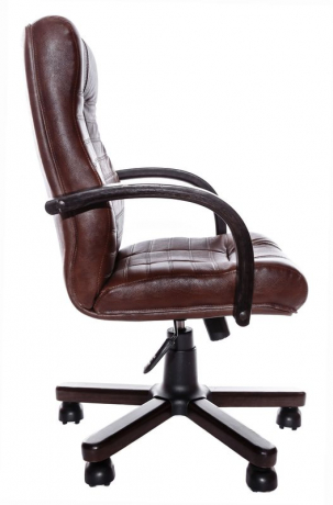 Кресло офисное с низкой спинкой Атлант Экстра кожа коричневая