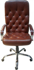 Офисное кресло руководителя Премьер хром кожа коричневая