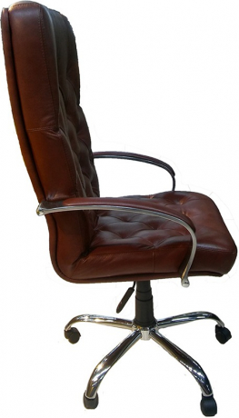 Офисное кресло руководителя Премьер хром кожа коричневая