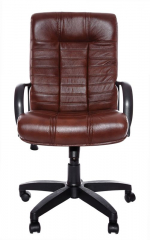 Кресло офисное с низкой спинкой Атлант Стандарт кожа коричневая