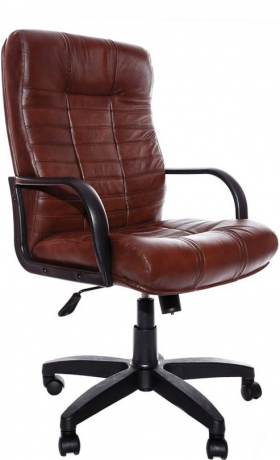 Кресло офисное с низкой спинкой Атлант Стандарт кожа коричневая