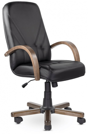 Кресло руководителя UTFC Комо В дерево экокожа черная