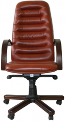 Офисное кресло руководителя Зобра Экстра МБ кожа коричневая