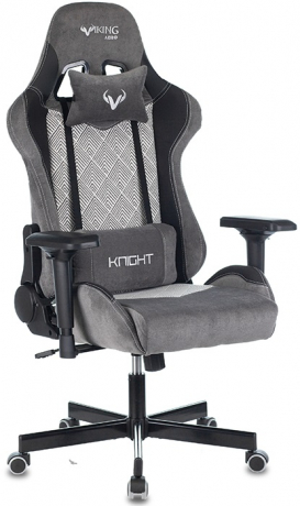 Кресло компьютерное игровое Zombie VIKING 7 KNIGHT серый Loft ромбик текстиль/экокожа