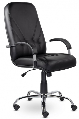 Кресло руководителя UTFC Комо В хром кожа черная