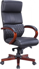 Офисное кресло руководителя Everprof President Wood кожа черная