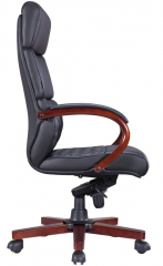 Офисное кресло руководителя Everprof President Wood кожа черная