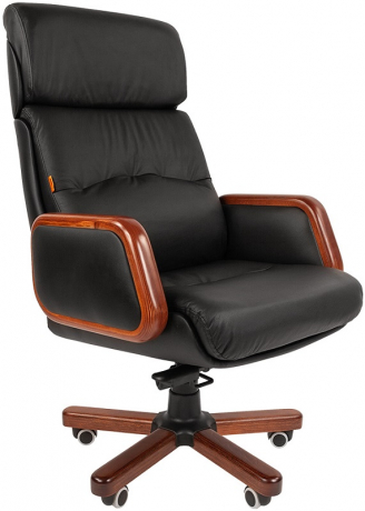 Офисное кресло руководителя Chairman 417 кожа черный