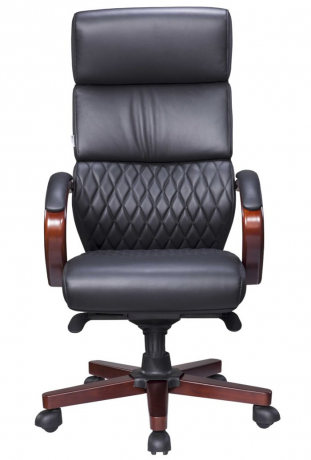 Офисное кресло руководителя Everprof President Wood экокожа черная