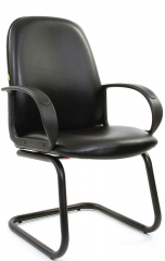 Офисное конференц-кресло с низкой спинкой Бюджет Ультра кожзам черный