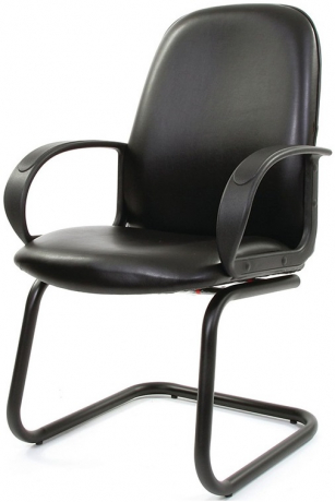Офисное конференц-кресло с низкой спинкой Бюджет Ультра кожзам черный