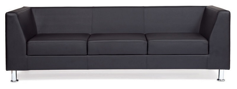 Диван офисный 3-х местный Cube из экокожи черный