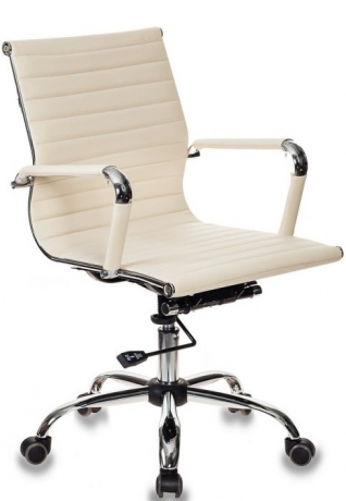 Кресло руководителя Бюрократ CH-883-LOW слоновая кость экокожа