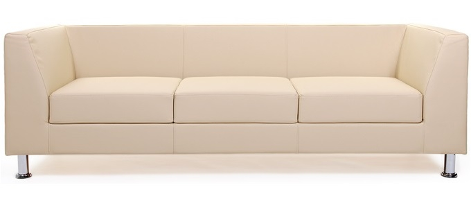 Диван офисный 3-х местный Cube из экокожи бежевый