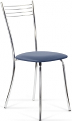 Стул для кухни Бистро хром экокожа голубая