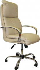 Офисное кресло руководителя Надир Хром экокожа бежевая