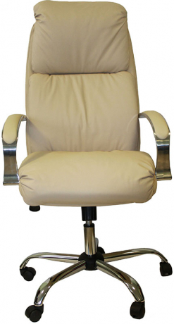 Офисное кресло руководителя Надир Хром экокожа бежевая