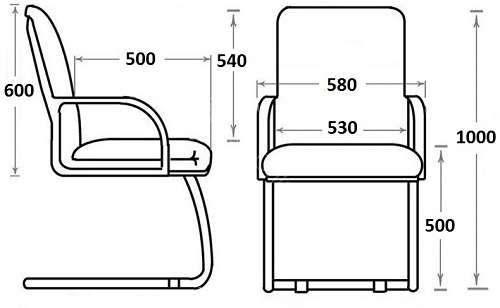 Офисное конференц-кресло с низкой спинкой Филадельфия Хром экокожа черная