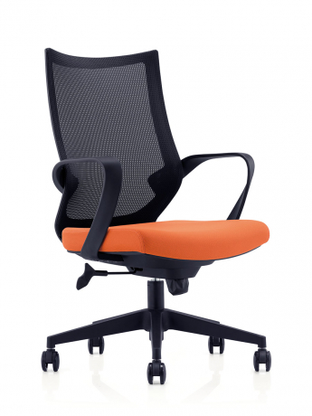 Офисное кресло Norden Спэйс LB черная сетка/оранжевая ткань