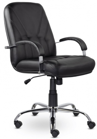 Компьютерное кресло UTFC Комо Н хром кожа черная
