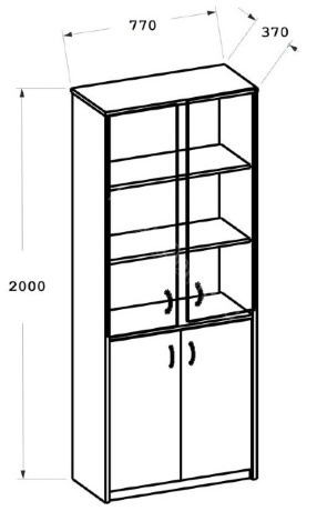 Шкаф офисный Арго А-310 + А-стл310 (77*37*200) стеклянные двери