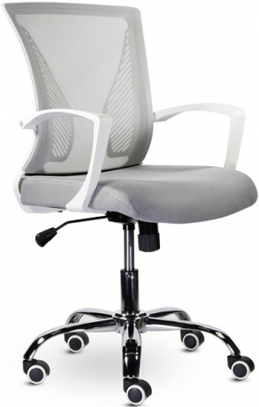 Компьютерное кресло Энжел WHITE CH серебристый ткань/сетка