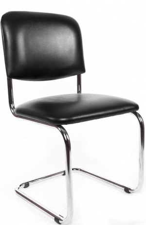 Стул офисный Сильвия хром кожзам черный