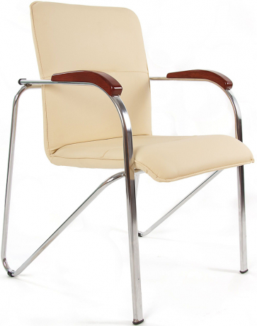 Стул офисный Самба Хром натуральная кожа бежевая