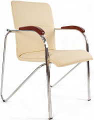Стул офисный Самба Хром натуральная кожа бежевая