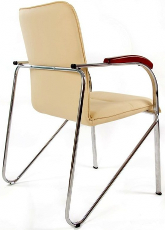 Стул офисный Самба Хром натуральная кожа бежевая