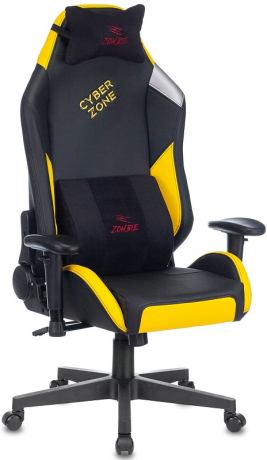 Кресло компьютерное игровое Zombie HERO CYBERZONE PRO черный/желтый экокожа