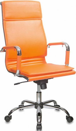 Кресло руководителя Бюрократ CH-993 оранжевый экокожа