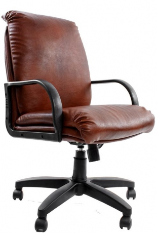 Кресло офисное с низкой спинкой Надир Стандарт кожа коричневая
