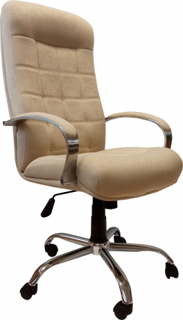 Офисное кресло руководителя Стиль хром флок бежевый