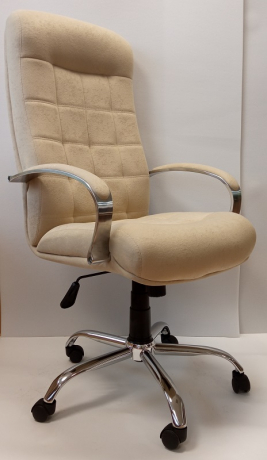 Офисное кресло руководителя Стиль хром флок бежевый