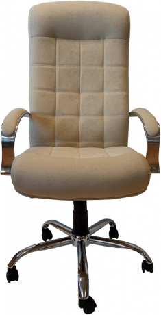 Офисное кресло руководителя Стиль хром флок бежевый