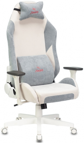 Кресло компьютерное игровое Zombie EPIC PRO Fabric белый/серо-голубой ткань