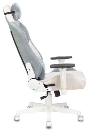 Кресло компьютерное игровое Zombie EPIC PRO Fabric белый/серо-голубой ткань