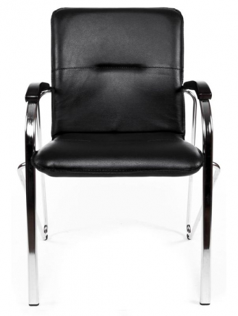 Стул офисный Самба Хром натуральная кожа черная