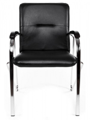 Стул офисный Самба Хром натуральная кожа черная