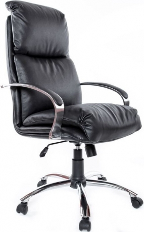 Офисное кресло руководителя Надир Хром кожа черная