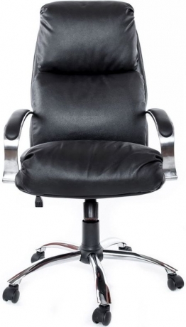 Офисное кресло руководителя Надир Хром кожа черная