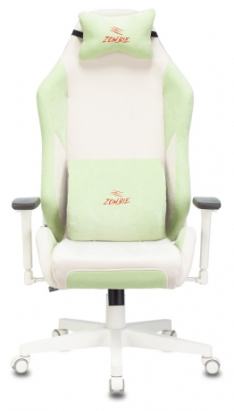 Кресло компьютерное игровое Zombie EPIC PRO Fabric белый/зеленый ткань