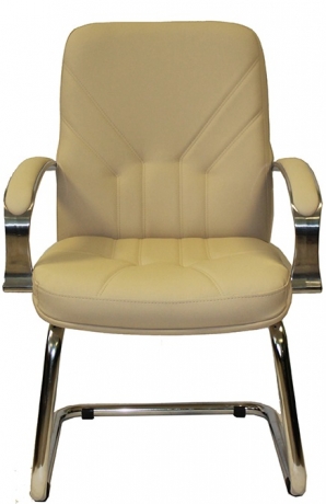 Офисное конференц-кресло с низкой спинкой Менеджер Хром экокожа бежевая