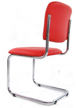 Стул офисный Сильвия хром экокожа красная