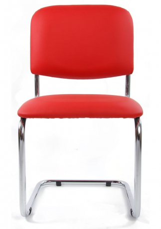 Стул офисный Сильвия хром экокожа красная