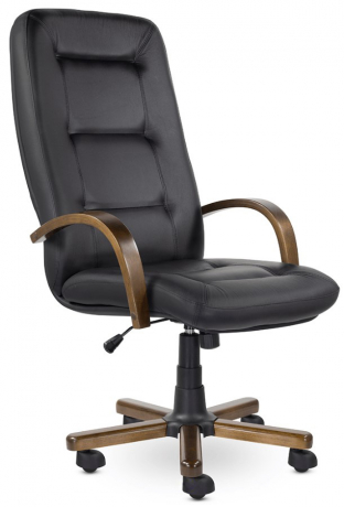 Кресло руководителя UTFC Идра В дерево кожа черная