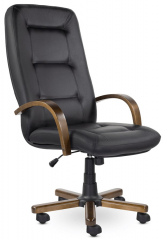 Кресло руководителя UTFC Идра В дерево кожа черная