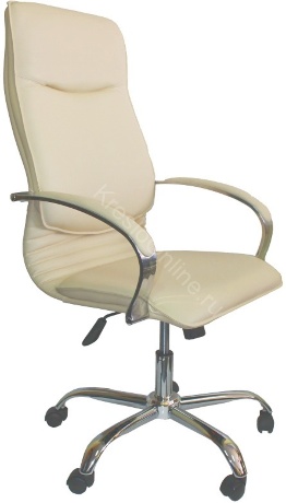 Офисное Кресло Нова Хром Кожа Св.Бежевая